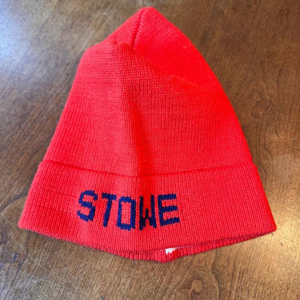 Vermont Needlecrafts Beanie Hat Mens OS Red Stowe Vermont Wool Acrylic Knit Cap